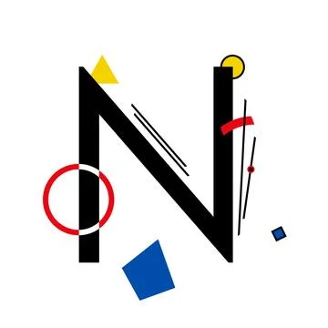 Capital letter N made up of simple geometric shapes, in Suprematism style Stock Illustration