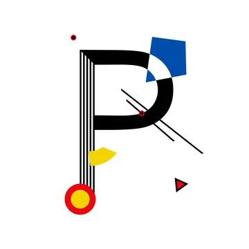 Capital letter P made up of simple geometric shapes, in Suprematism style Stock Illustration