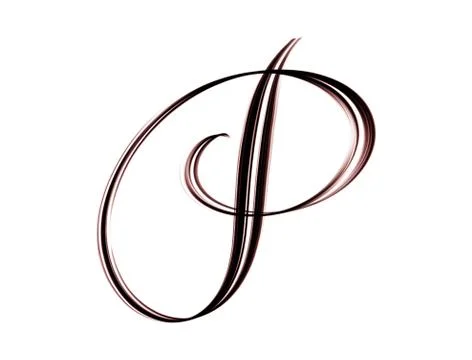 Capital letter p - script hand lettering isolated on white background 스톡 일러스트