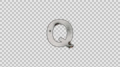 The Capital Letter Q Burning To Ashes in Alpha Channel Stock Footage 60991901