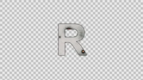 The Capital Letter R Burning To Ashes in Alpha Channel Stock Footage 60991946