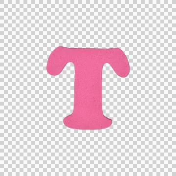 Capital letter T made of porous material (foam rubber) in pink red color Stock Photos