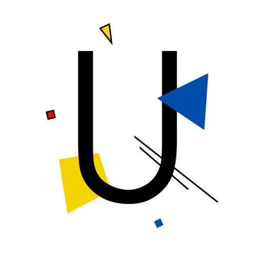 Capital letter U made up of simple geometric shapes, in Suprematism style Stock Illustration