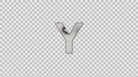 The Capital Letter Y Burning To Ashes in Alpha Channel Stock Footage 60992171