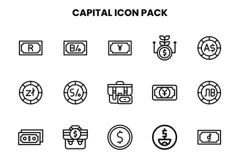 Capital Line Bundle Icons Pack Stock Illustration