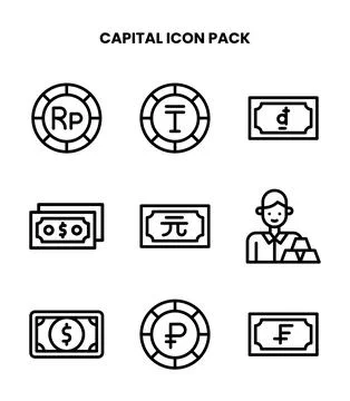 Capital Line Icons Pack Stock Illustration