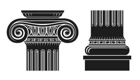 Capital of a medieval cathedral Ionic column Stock Illustration