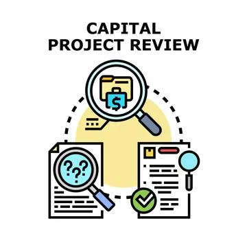 Capital project review evaluating financial investment decision Stock Illustration
