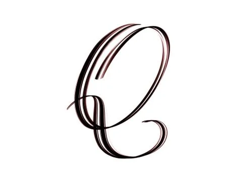 Capital script letter Q - brush hand lettering isolated on white background 스톡 일러스트