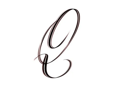 Capital script letter Q - elegant hand lettering isolated on white background Stock Illustration
