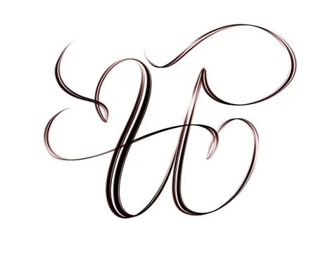 Capital script letter U with flourishing isolated on white background Stockillustratie