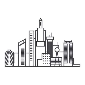 Capital skythin line thin line icon concept. Capital skythin line linear vector Ilustración de archivo