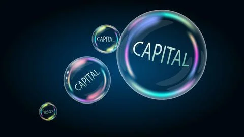 Capital in the soap bubble. Accumulation system will burst soon and destroyed Stock Illustration