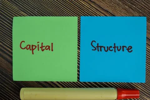 Capital Structure write on sticky notes isolated on Wooden Table. Stock Photos