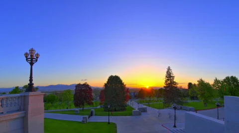Capital Sunset Panning Stock Footage 401815