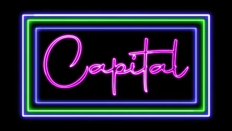 'Capital' Text Animation with Neon Glow &amp; Glowing Squares. Stock Footage 282577059