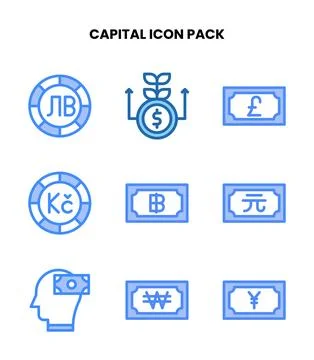 Capital Two Colour Bundle Icons Pack Stock Illustration
