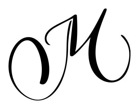 Capital vector letter m in elegant script font. Black alphabet typography design Illustrazione stock