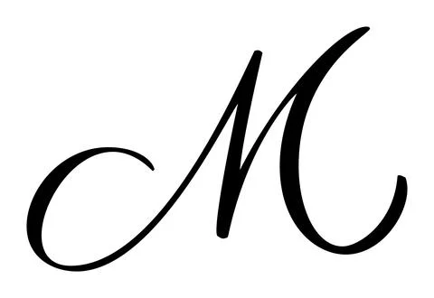 Capital vector letter m in elegant script font. Black alphabet typography design Illustrazione stock
