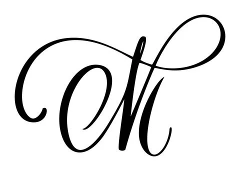 Capital vector letter m in elegant script font. Black alphabet typography design Illustrazione stock