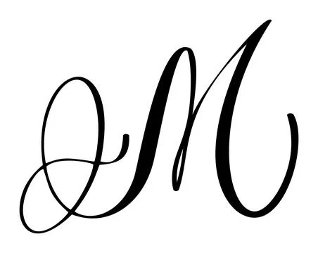 Capital vector letter m in elegant script font. Black alphabet typography design Illustrazione stock