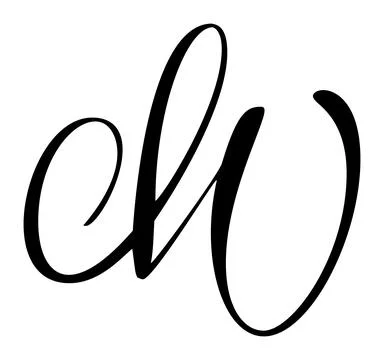 Capital vector letter m in elegant script font. Black alphabet typography design Illustrazione stock