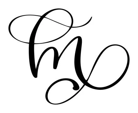 Capital vector letter m in elegant script font. Black alphabet typography design Illustrazione stock