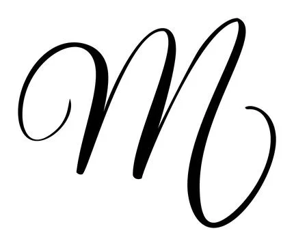 Capital vector letter m in elegant script font. Black alphabet typography design Stock Illustration