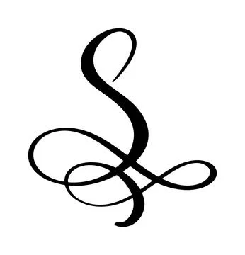 Capital vector letter S in elegant script font. Black alphabet typography design Illustrazione stock