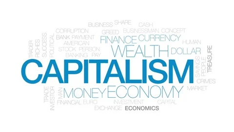 Capitalism animated word cloud, text design animation. Kinetic typography. Stock Footage 79283322
