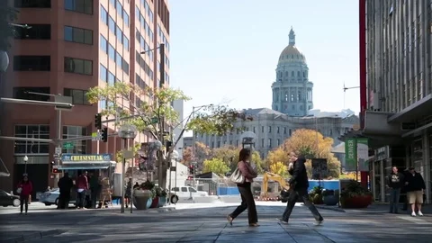 Capitol from 16th St. Mall Stock Footage 79886574