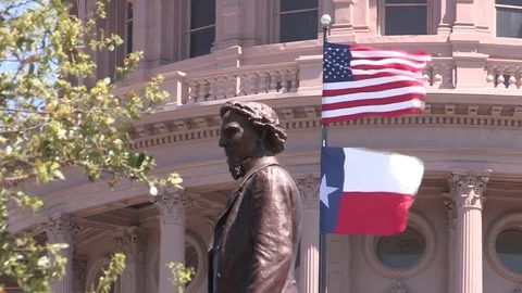 Capitol Austin Flags Statue Usa Stock Footage 72978031