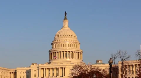 Capitol Building and Flag Stock Footage 59792040