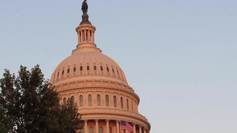 The Capitol Building in DC during golden hour sunset August 24, 2021 Stock Footage 159771660