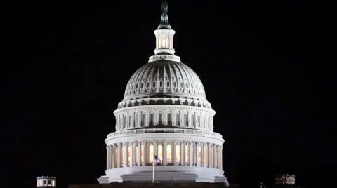 Capitol Building Dome at Night Stock Footage 59173319