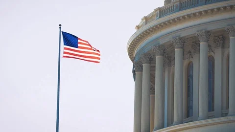 Capitol Building Flag Stock Footage 107005268