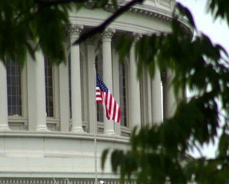 Capitol Building Flag PAL Stock Footage 544579