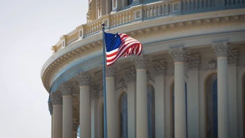 Capitol Building Flag Slowmo Stock Footage 107005263