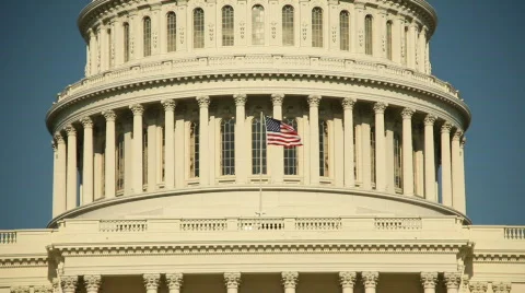 Capitol Building Flag Washington, DC Stock Footage 728021
