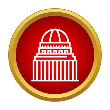 Capitol building icon on a red background with gold frame Ilustración de archivo