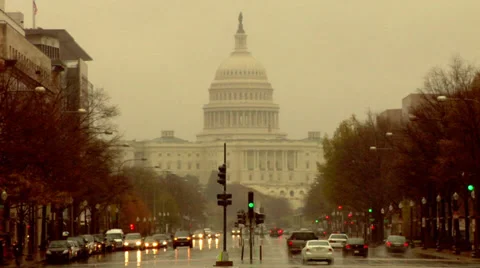 Capitol Building Rain Washington DC Stock Footage 38876589