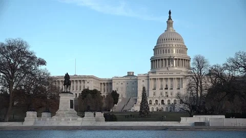 Capitol Building - reflective pool - Washington DC Stock Footage 100737636