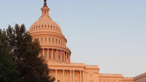 The Capitol Building in Washington DC golden hour sunset on 8/24/21 Stock Footage 159771953