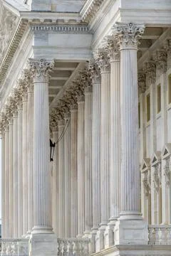 Capitol classical facade. Columns marble repetition texture symmetry. Columns Stock Photos