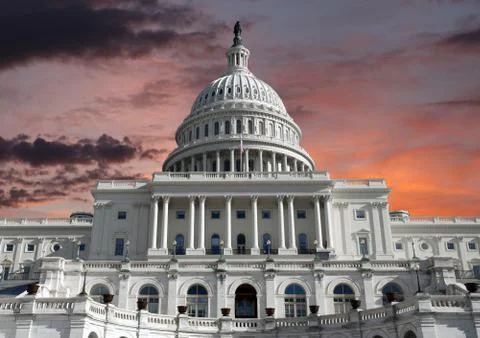 Capitol dome with sunrise sky Stock Photos