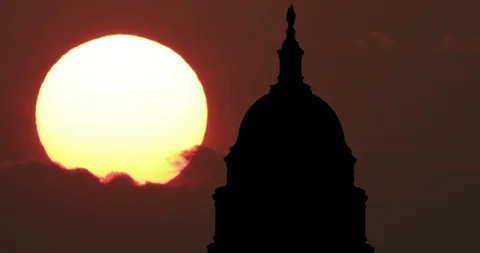 Capitol Dome Washington DC USA silhouette Timelapse at Sunset. Landmark, symbol Stock Footage