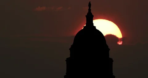 Capitol Dome Washington DC USA silhouette Timelapse at Sunrise Capitol Hill Stock Footage
