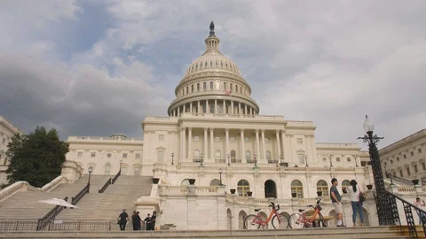 Capitol Hill Low Angle Wide Shot Spring 4K Video stock 90022611