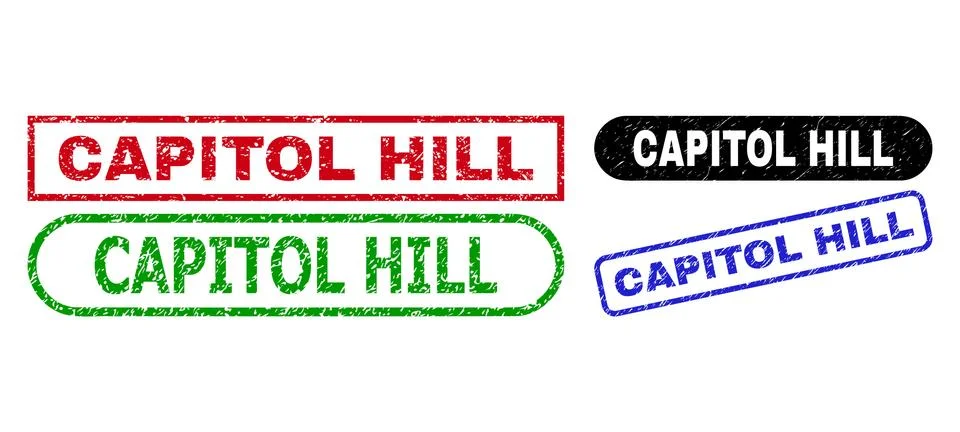 CAPITOL HILL Rectangle Stamps with Corroded Style Stock Illustration