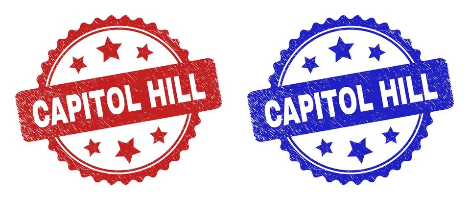 CAPITOL HILL Rosette Watermarks Using Grunge Style Stock Illustration